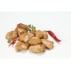Roasted pieces of chicken leg meat